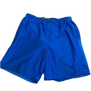 Nike Men's Mesh Lined Long Swim Trunks Size XXL Drawstring Royal Blue‎